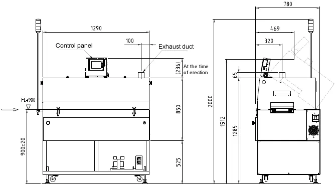 Small reflow oven (atmosphere only) UNI-5016S external dimensions