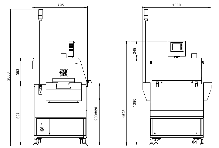 小型加熱炉大気専用モデル【HAS-3016】外観図