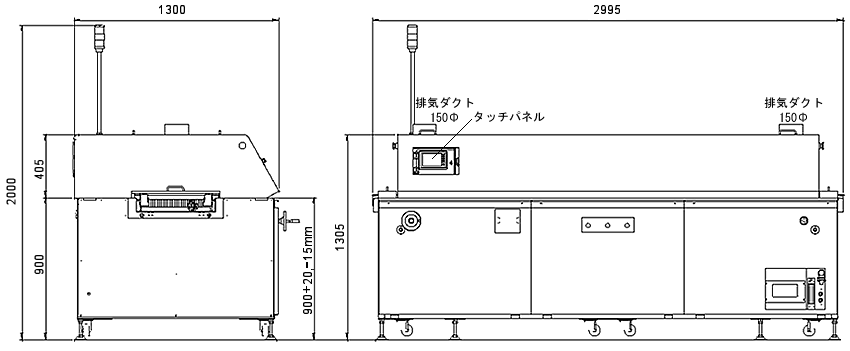 中型リフロー炉（加熱炉）N2対応コンパクトモデル【SOL-6136】外観図