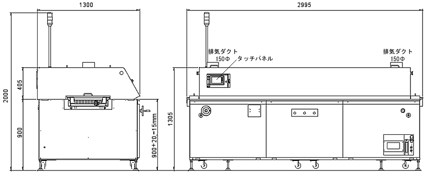 中型リフロー炉（加熱炉）N2対応コンパクトモデル【SOL-6136N】外観図