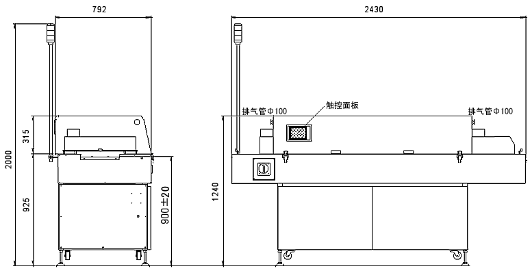 中型回流焊爐（加熱爐）常壓型 [SOLSYS-4031] 外形尺寸图